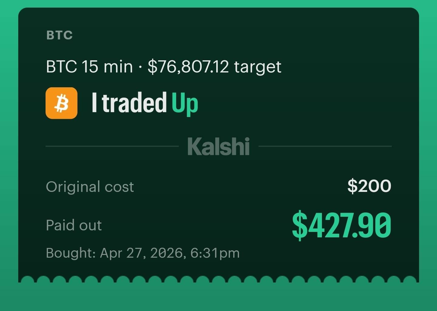 arron Kalshi account 2